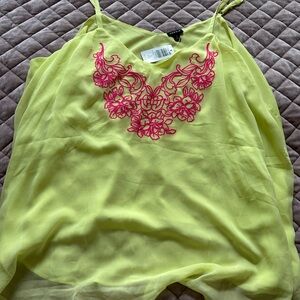 Torrid Yellow Camisole with Pink Embroidery